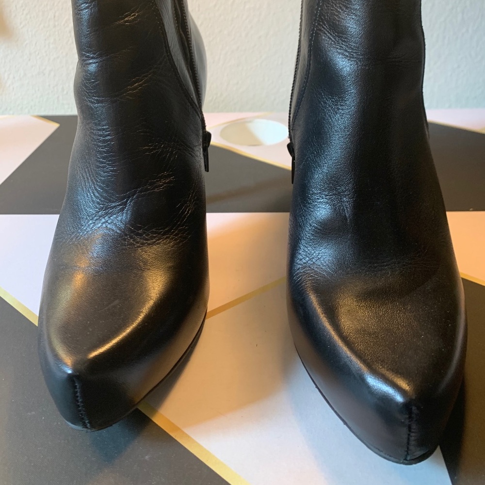 Ankle Stiletto Black Leather Booties